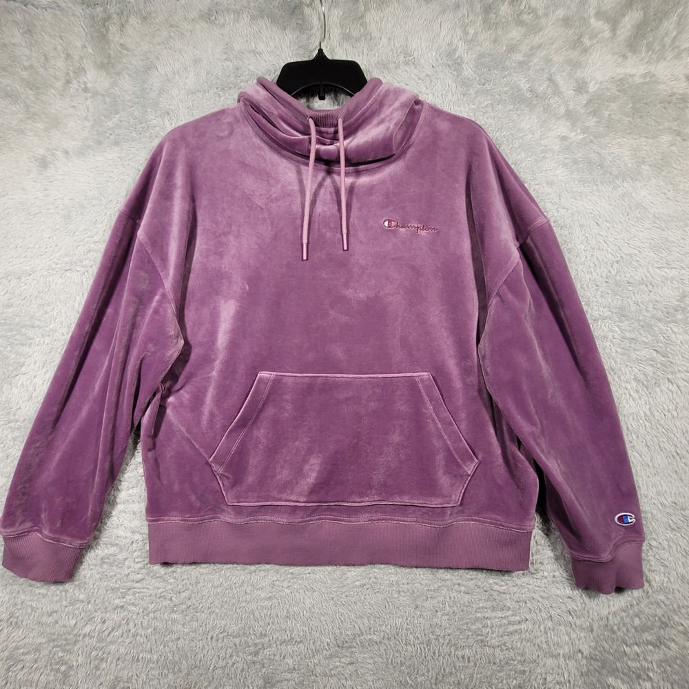 Champion Velour Hoodie‎ Women 2XL Purple Long Sleeve Pullover